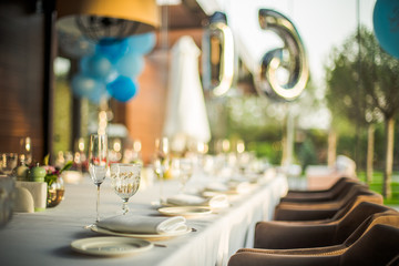 Festively served table for the 16th anniversary.