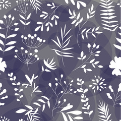 Fototapeta premium seamless white pattern of plants on a colored background