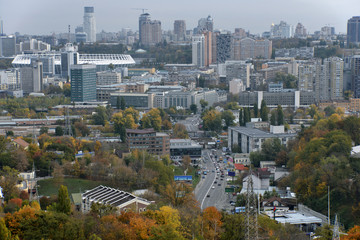 aerial view of Kiev at autumn