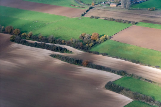 Photo aérienne d'un paysage de campagne à Haudricourt en Seine Maritime en France