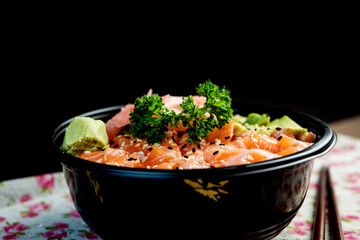 japanese food Mix Sashimi Chirashi Rice Bowl