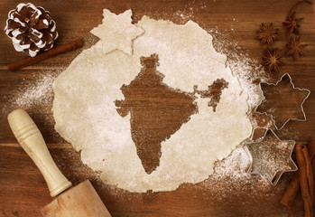 Cookie dough cut as the shape of India (series)