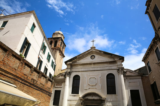 A small church with historic architectures in Venice, Italy, Europe.