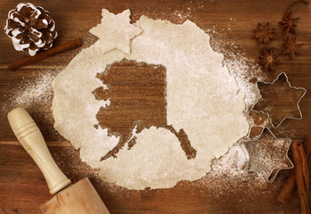 Cookie dough cut as the shape of Alaska (series)