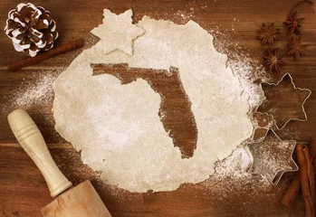 Foto op Plexiglas Cookie dough cut as the shape of Florida (series) © eyegelb