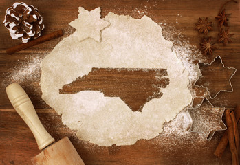 Cookie dough cut as the shape of North Carolina (series)