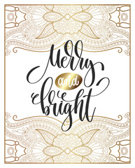 merry and bright - hand lettering poster to winter holiday