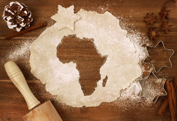 Cookie dough cut as the shape of Africa (series)