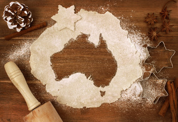 Cookie dough cut as the shape of Australia (series)