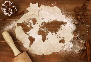 Fotobehang Cookie dough cut as the shape of the world (series) © eyegelb