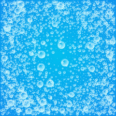 Background of blue color with water bubbles.