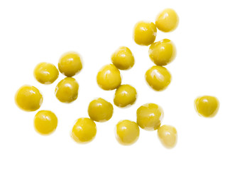 Marinated green peas on a white background