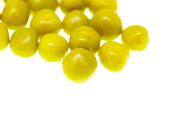 Marinated green peas on a white background