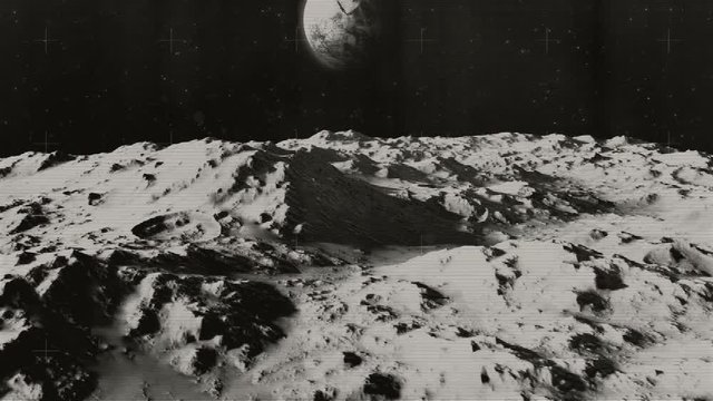 The Earth From The Moon 1 - Black And White Archival Footage