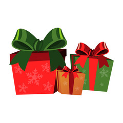 Christmas gift boxes on white background