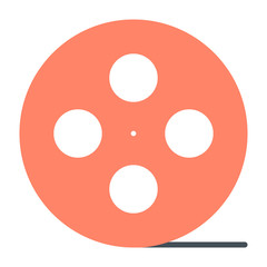 Film reel silhouette icon. Cinema production symbol. Vector illustration