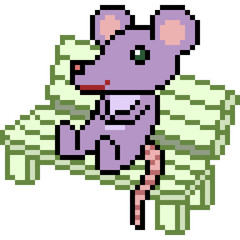 vector pixel art rat sit