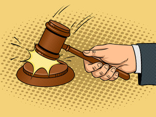 Judge hammer pop art vector illustration © Oleksandr Pokusai