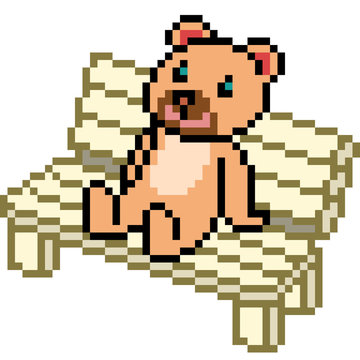 Vector Pixel Art Bear Sit