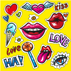 Pop Art comics fashion patch badges stickers Love Valentine day
