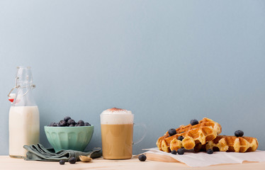 Assorted food and drinks for breakfast