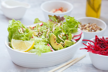 Green vegetable salad with sprouts