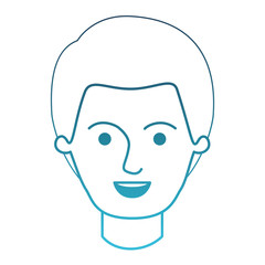 male face with short hair in degraded blue silhouette vector illustration