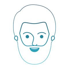 male face with short hair and bearded in degraded blue silhouette vector illustration