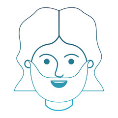 male face with mid length hair and beard in degraded blue silhouette vector illustration