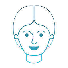 male face with middle part hairstyle in degraded blue silhouette vector illustration