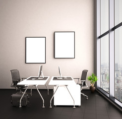 Helles Büro mit großer Fensterwand