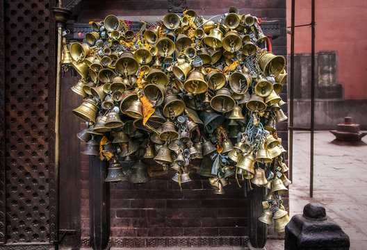 bells in hinduist temple in kathmandu. nepal