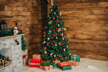 Christmas and New Year background rustic