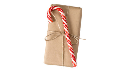 gift Christmas Packed in craftool paper isolated on white background