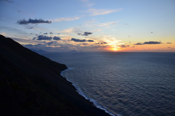 Obraz premium Sonnenuntergang am Stromboli, Liparische Inseln, Italien