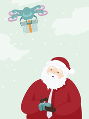 Santa Claus Drone Gift Illustration