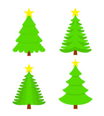 Fototapeta premium Flat Christmas Tree Isolated on white background - stock vector.