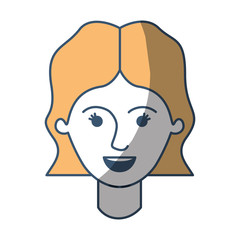 female face with short wavy hair in color sections silhouette vector illustration