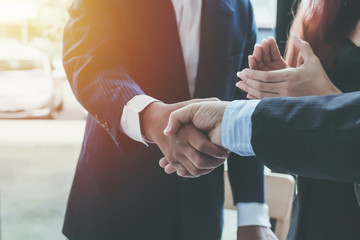 Business shaking hands. Business executives to congratulate the joint.