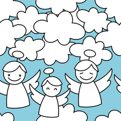 Christmas Angels. Seamless vector background with Angels. Cute cartoon. Textile rapport.