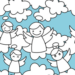 Christmas Angels. Seamless vector background with Angels. Cute cartoon. Textile rapport.
