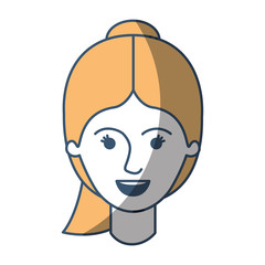 female face with ponytail hairstyle in color sections silhouette vector illustration