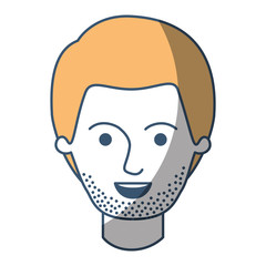 male face with short hair and stubble beard in color sections silhouette vector illustration