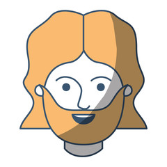 male face with mid length hair and beard in color sections silhouette vector illustration