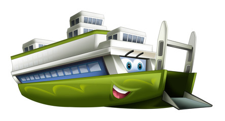 cartoon scene with happy ferryboat illustration for children
