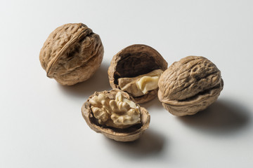 Whole and open walnut and kernel