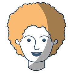 male face with curly hair in color sections silhouette vector illustration