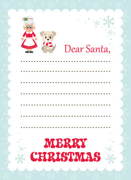 cartoon letter to santa penguin  mrs santa and winter dog