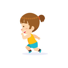 Funny Cartoon Character, Little girl running with white background