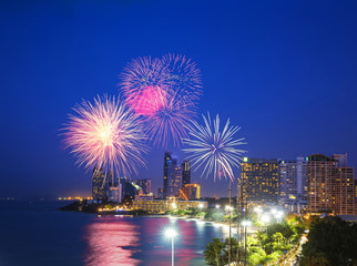 Fireworks over the sea